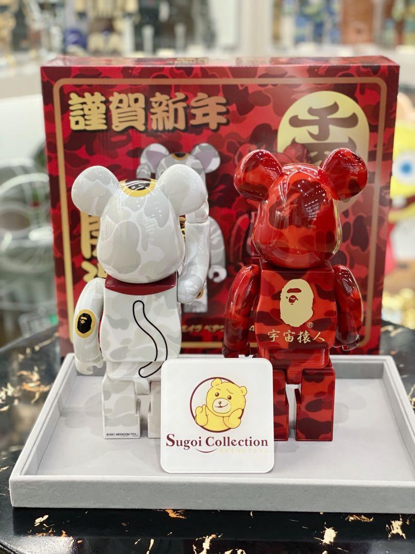 BE@RBRICK x Bape 招财猫 &amp; 达摩 400% (2 件套) bearbrick 幸运猫 fortune cat