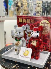 BE@RBRICK x Bape 招财猫 &amp; 达摩 400% (2 件套) bearbrick 幸运猫 fortune cat