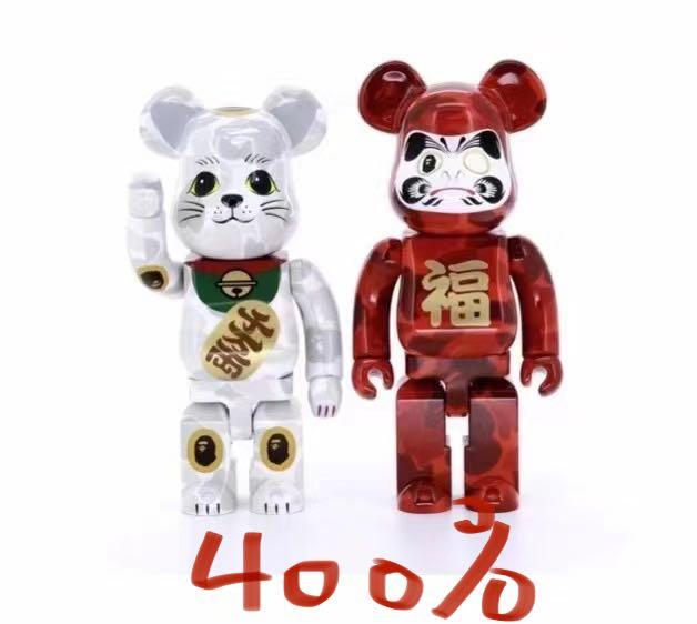 BE@RBRICK x Bape 招财猫 &amp; 达摩 400% (2 件套) bearbrick 幸运猫 fortune cat